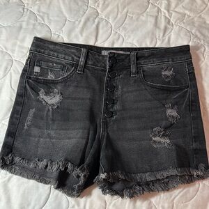 Just USA Charcoal Distressed Jean Shorts